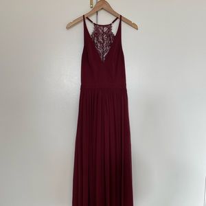 Burgundy lace-back maxi dress, size small
